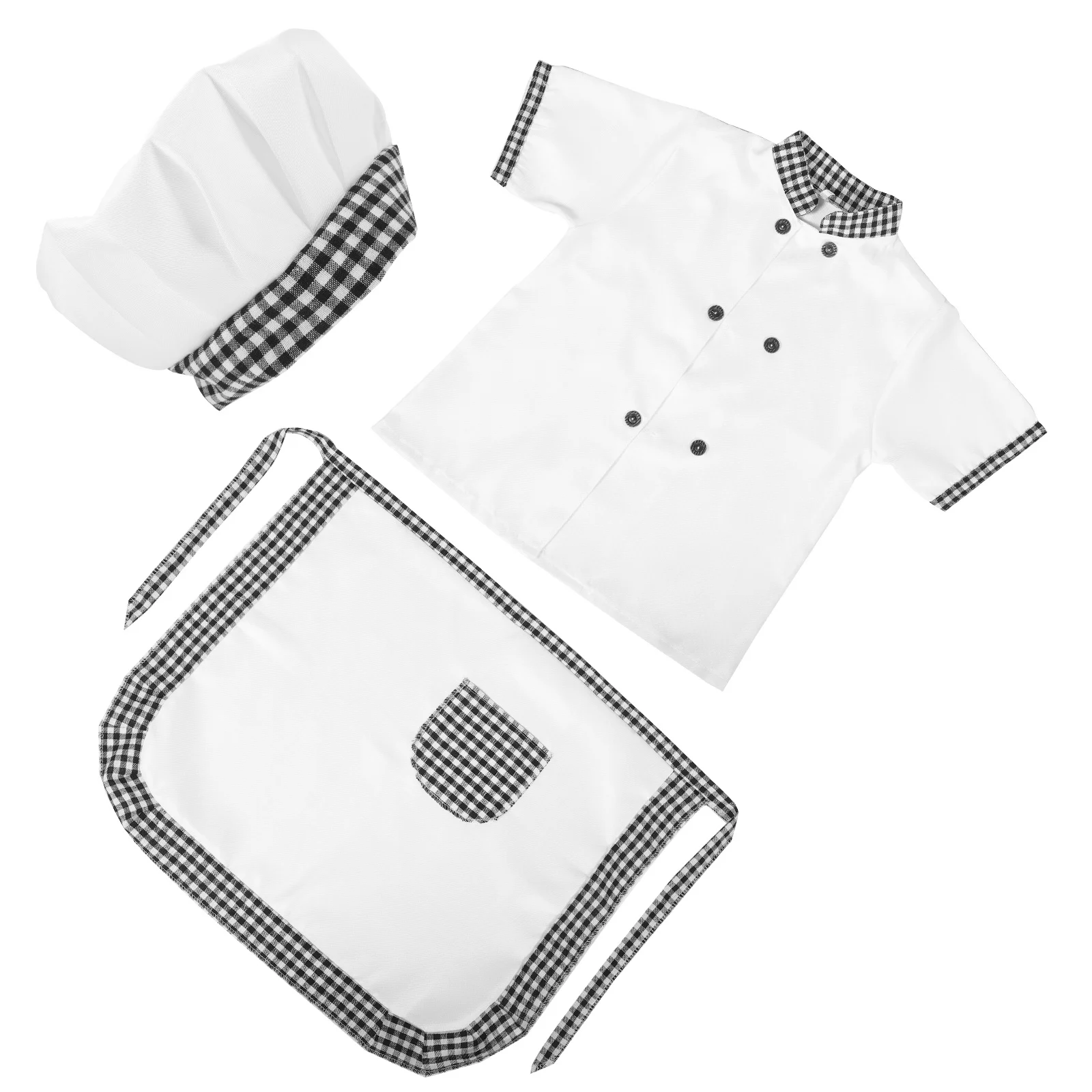 

1Set Toddler Chef Costume Kitchen Cooking Hat and Adjustable Apron with Front Pockets for Baking Role Girls
