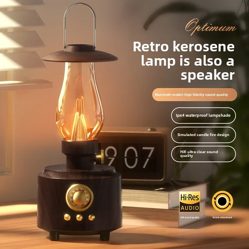 

Retro kerosene lamp Bluetooth speaker portable outdoor camping lamp wireless radio atmosphere night light sound system