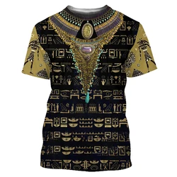 New Gold Ancient Egyptian Horus 3D Print T-shirt Men Short Sleeve T Shirts Oversized Harajuku Streetwear Man Boys Kids Tees Tops