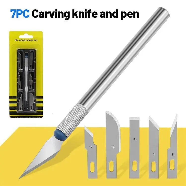 Metal Scalpel Knife Tools Kit Non-Slip Blades Engraving Knife Mobile Mobile Phone Film Paper Cut Handicraft Carving Tools