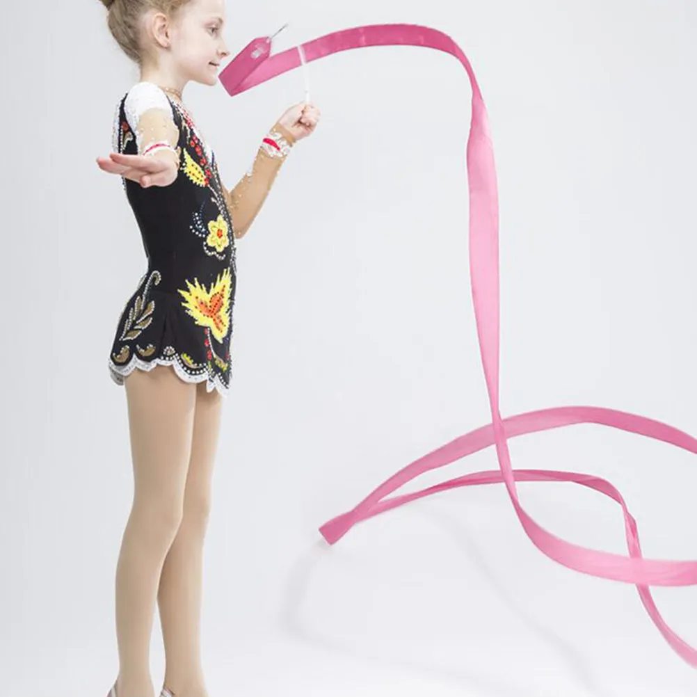 2Pcs Gymnastics Dance Ribbons Colorful Streamers with Flexible Rod for Team Training and Performance