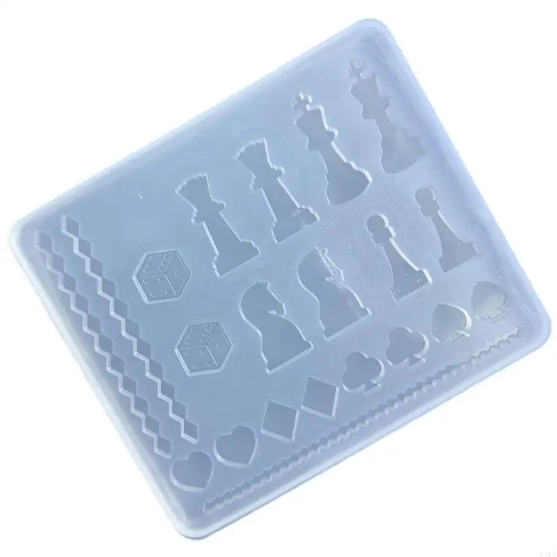 C1FE Mate d'échecs moules cartes à main le moule moulage en silicone pour artisanat jeu bricolage