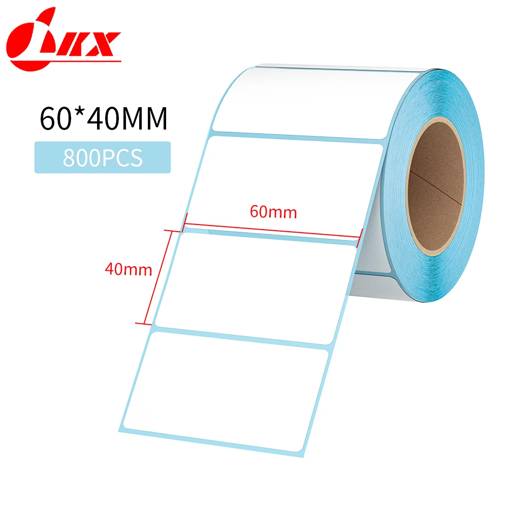 Lkx 60x40mm 800 stücke weißes Papier Thermo aufkleber Papel Adhesivo wasserdichtes Drucker etikett Milch tee Eis Lebensmittel etikett für Niimbot