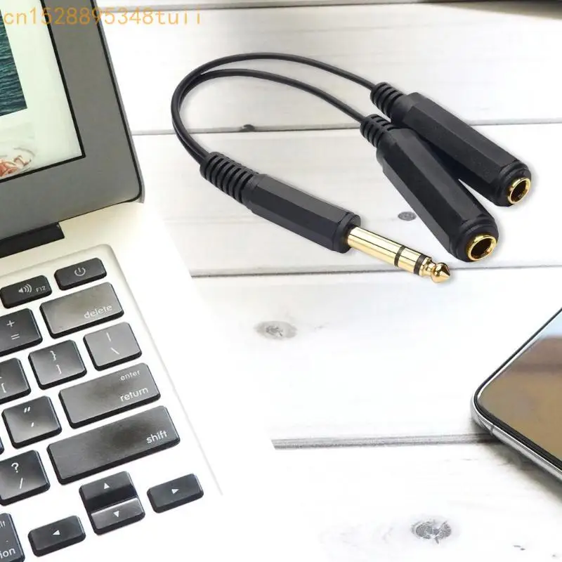 Y4QF 1/4INCH 6.35mm男性プラグに2つの6.35mm TRS女性スプリッターケーブルへの効率的なサウンド共有