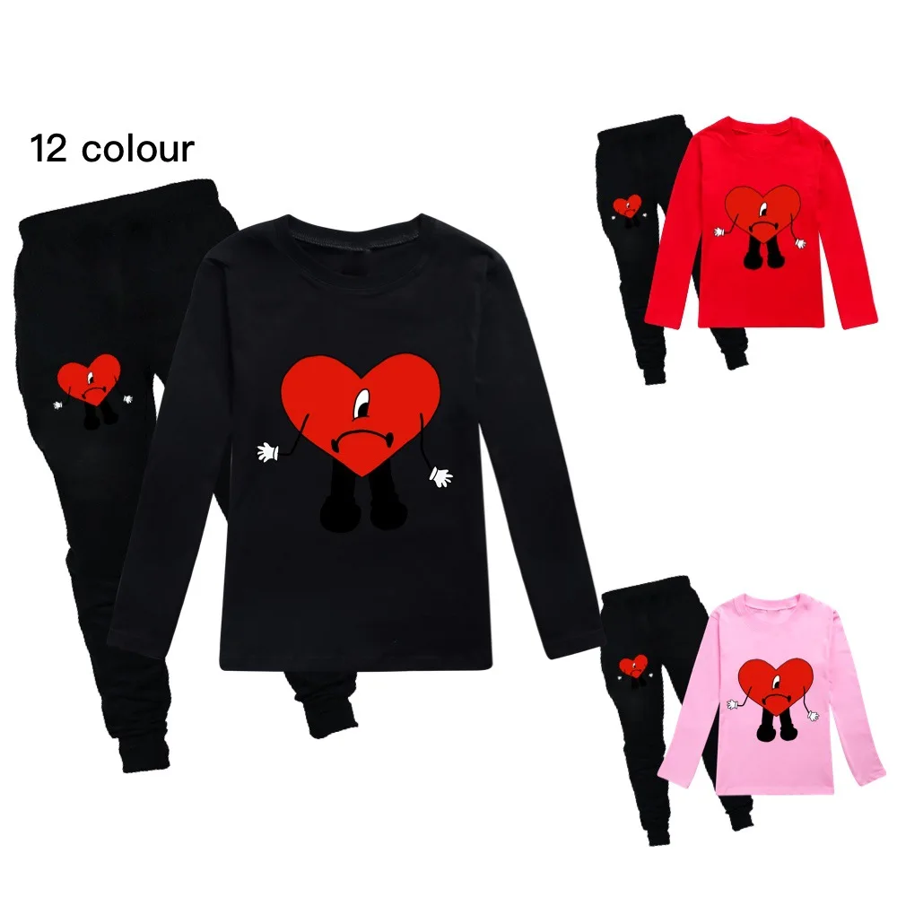 

Bad Bunny Children Set Boys Long Sleeved T-shirt + Pants Toddler Girl Clothes Suit Teen Kids 2 Piece Sets Clothing Toddler Tops