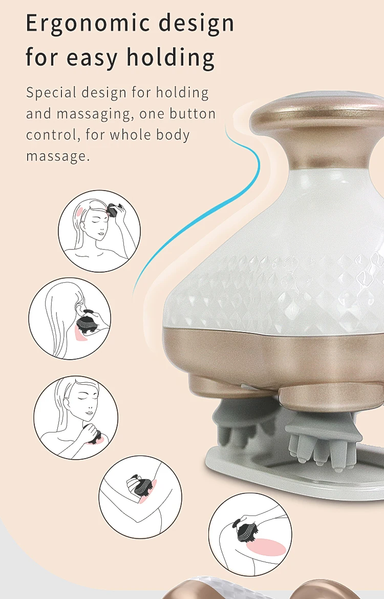 Идеальный массажер для головы, водостойкий электрический беспроводной массажер для кожи головы, домашнее животное, кошка, собака, массаж тела, вибрационное устройство для разминания глубоких тканей