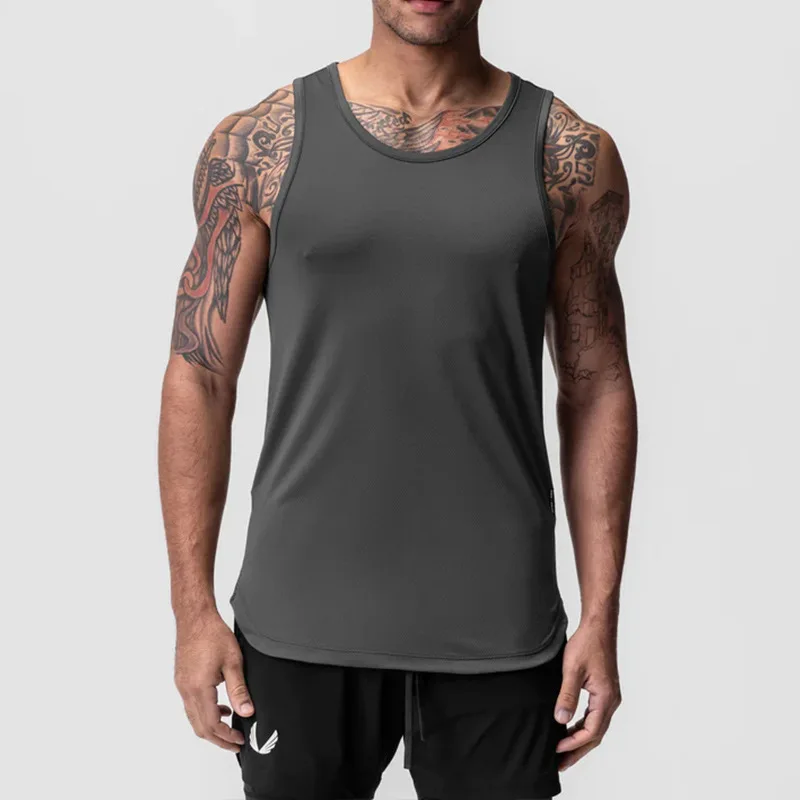 Mens Summer Casual Bodybuilding Sport Undershirt Tank Top Gym Fitness Workouts Quick Dry Sleeveless Shirts Running Vest Clothing