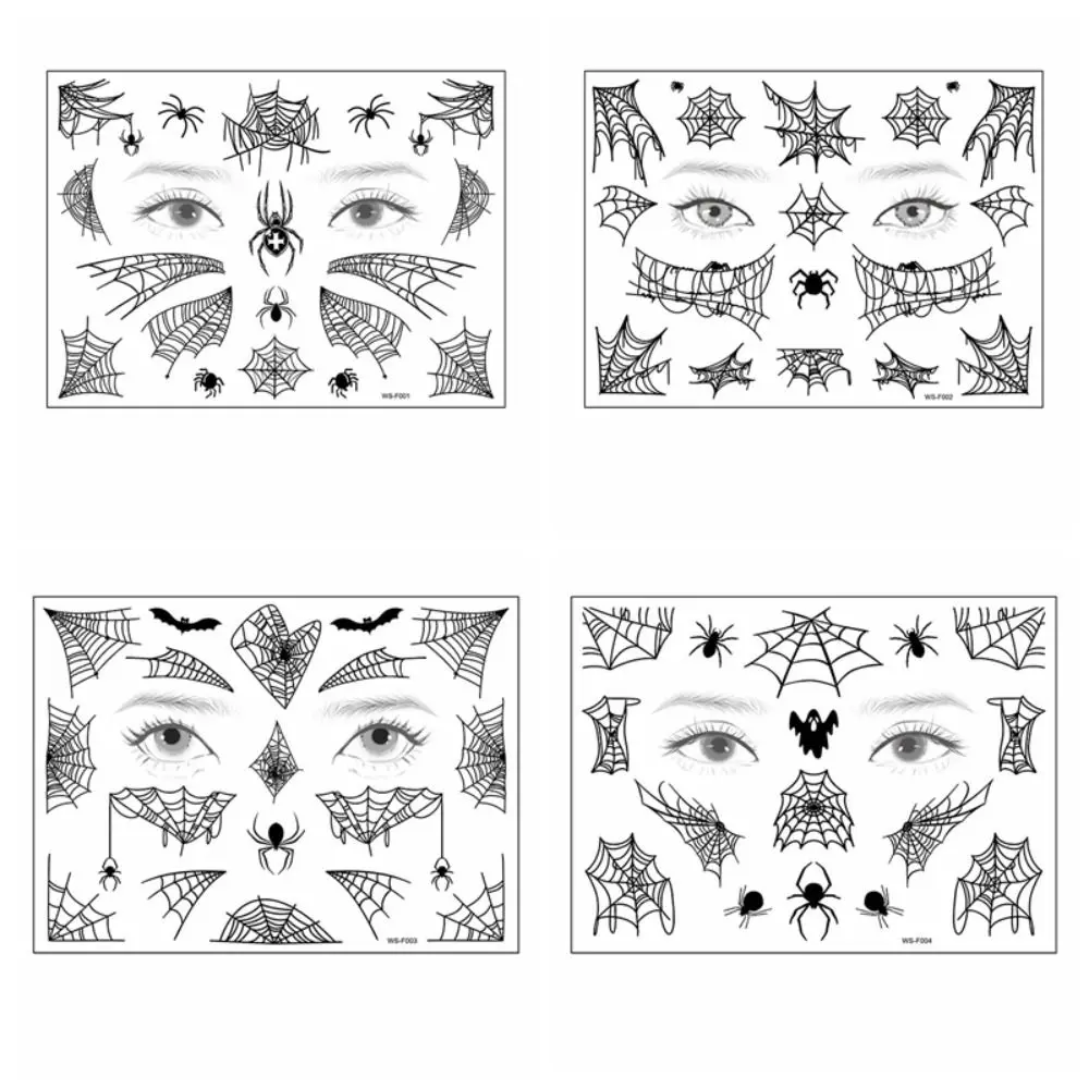 

12Sheets Waterproof Spider Web Face Patch Halloween Mouth Cosplay Props Body Art Decals DIY Temporary Tattoos Stickers Festival