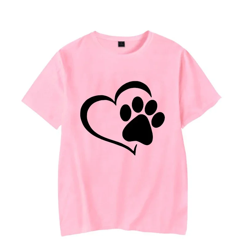 Luminous T-Shirt Women Top-Tees Clothes Graphic Dog Paw 90s Girl Harajuku Ullzang T-Shirt Female Korean-Style Kawaii Print Shirt