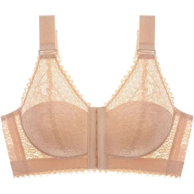 

Женское нижнее белье больших размеров с пряжкой спереди, бюстгальтер с тонкой спинкой и закрытой грудью, бюстгальтер Mujer B C D E 75 120 ih.4