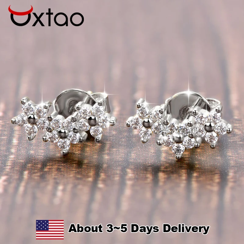 

OXTAO Cute Flower-Style Moissanite Stud Earrings for Women 14K Gold Filled Fashion Versatile Piercing Earrings Jewelry Gift