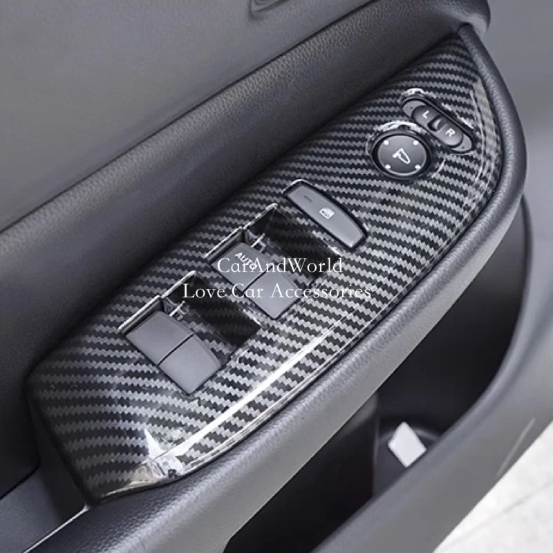 

Carbon Fiber Interior Door Armrest Lift Panel Cover Window Glass Switch Trims For Honda Fit Jazz GR 2020-2025 Car Accessories