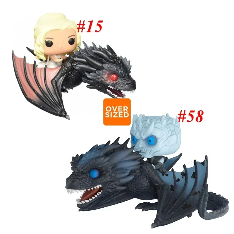 FUNKO POP Juego de RING NIGHT y VISISIÓN ICY # 58 Daenerys monta el dragón # 15 figuras de juguete de acción del trono, modelo coleccionable con caja