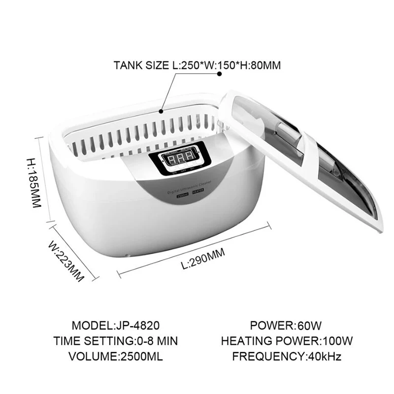 Hot Selling ABS Plastic Digital Ultrasonic Cleaner 2500ml With Time Adjustment