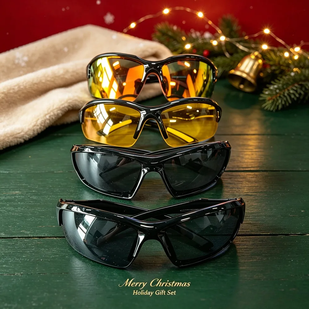 4-Piece YUKY Men's Polarized Fashion Sunglasses - Fitness, Running, Outdoor Glasses with TAC Polarized Lenses - Dream True Color Coating Multi-Color Optional, Random Frame Color, Recommended Christmas and Halloween Gifts