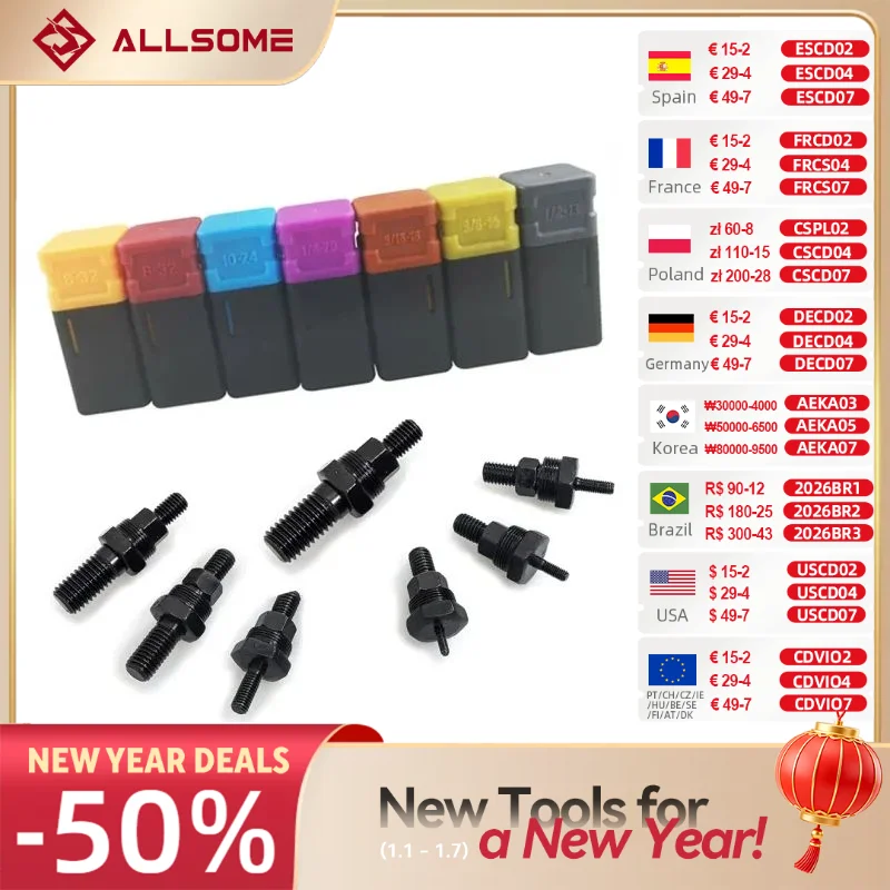 ALLSOME Riveter Gun Teil Gewinde Dorn Ersatz Für Hand Mutter Niet SAE 6-32 8-32 10-24 1/4-20 5/16-18 3/8-16 HT2777