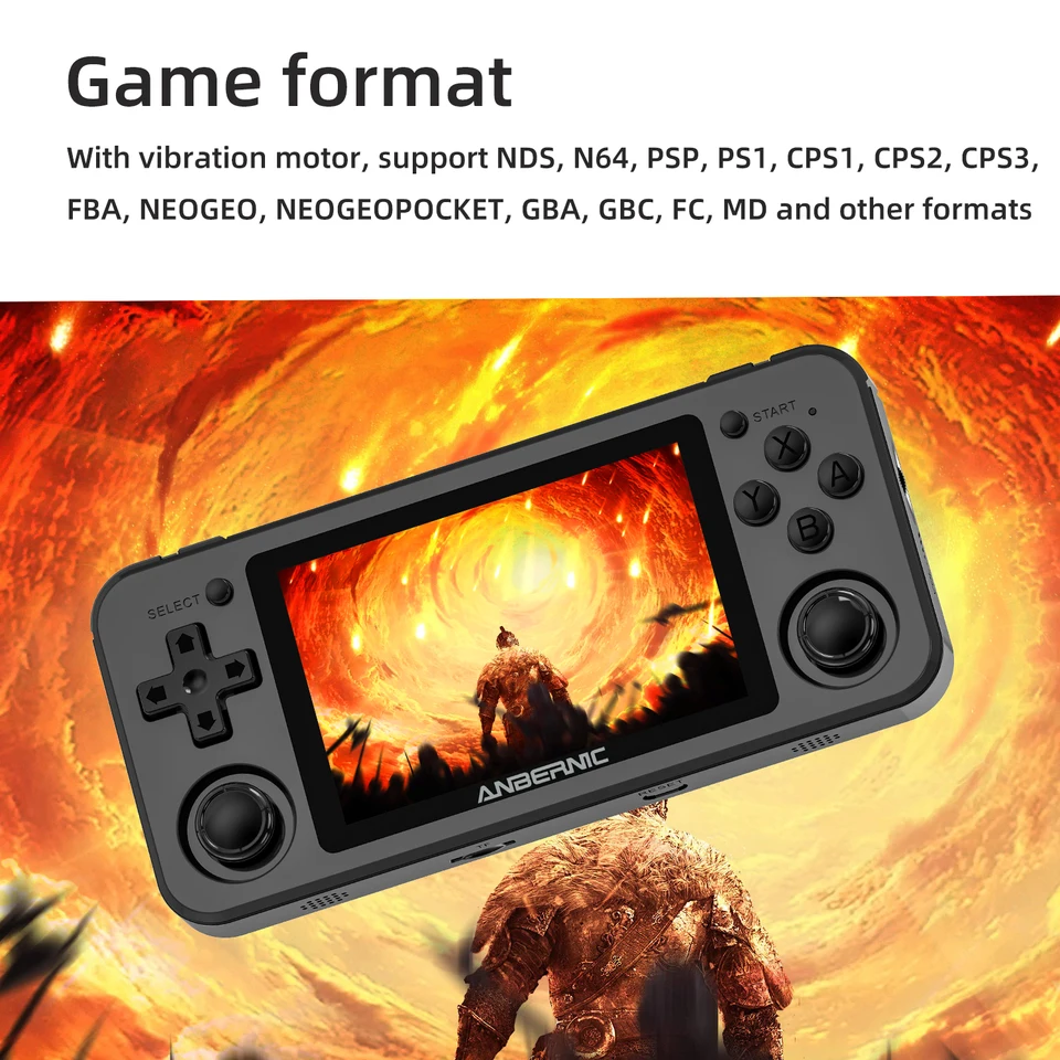 ANBERNIC RG351P Consola de videojuegos retro Pantalla IPS de 3,5 pulgadas RK3326 3500 mAh Sistema Linux abierto Reproductor portátil 2500 juegos integrados