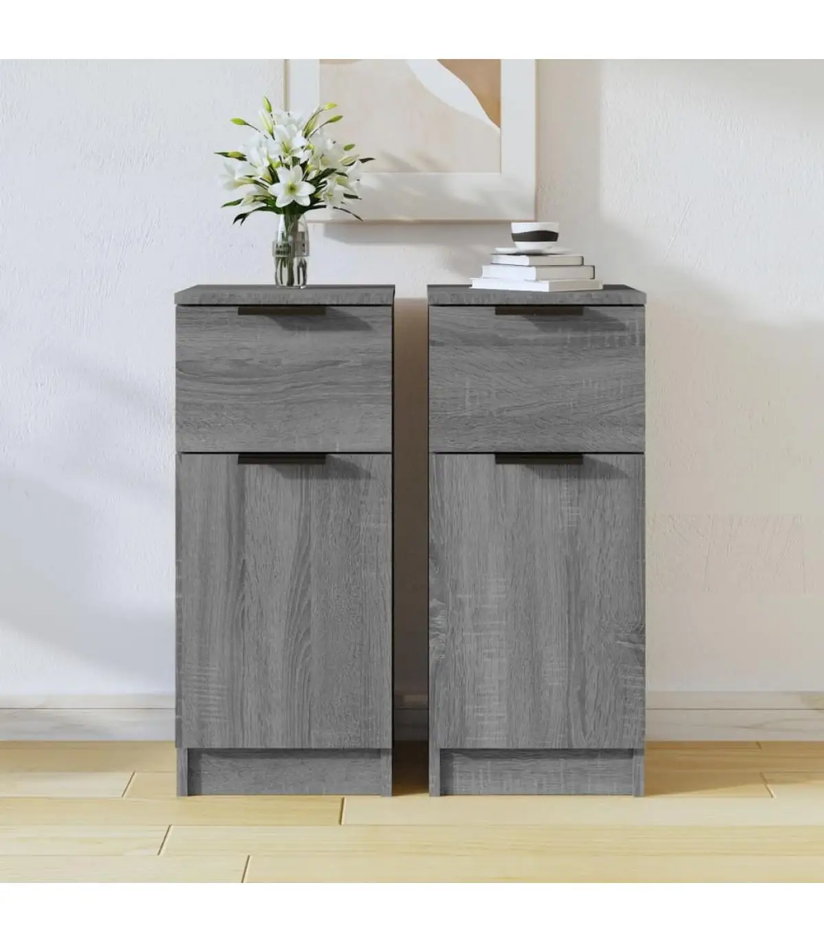 Sideboards 2 PAs plywood gray Sonoma 30x30x70 cm