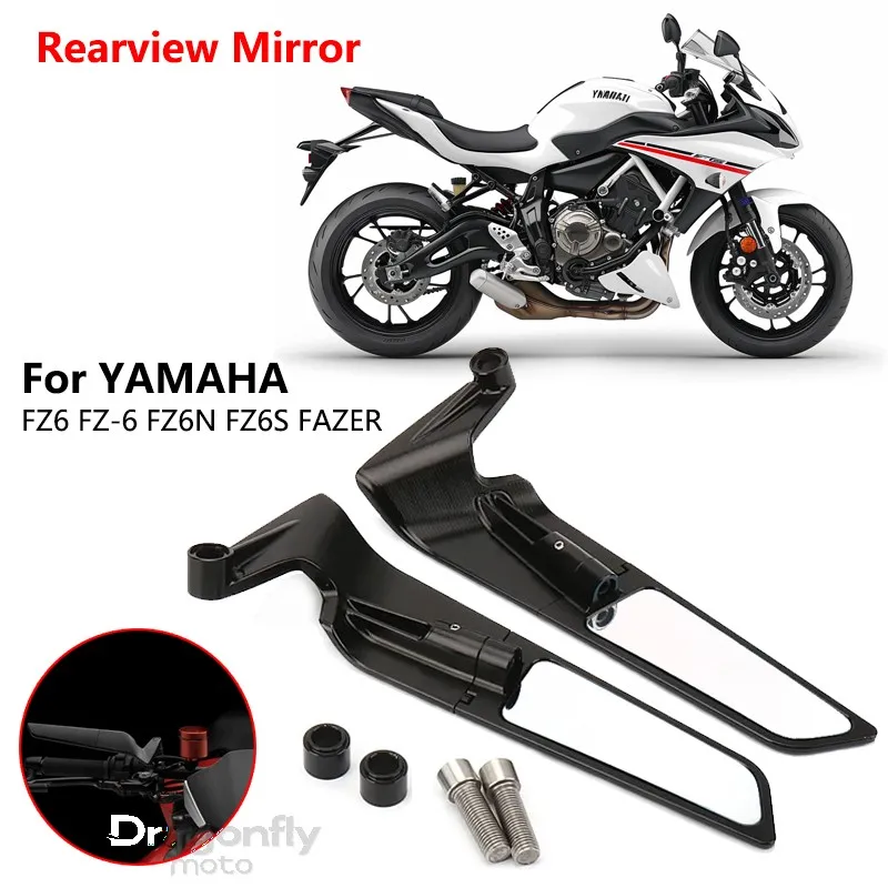 

For YAMAHA FZ6 FZ-6 FZ6N FZ6S FAZER Motorcycle Wing Mirrors Rearview Rotating NEW Rearview Side Mirror