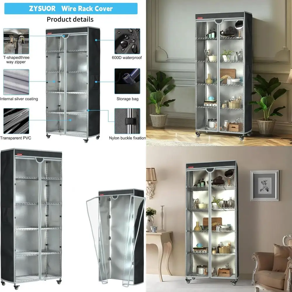 

Durable Clear Plastic Cover for 36x24x72 Wire Shelving Rack - Dustproof, Waterproof, UV-Resistant for Easy Viewing