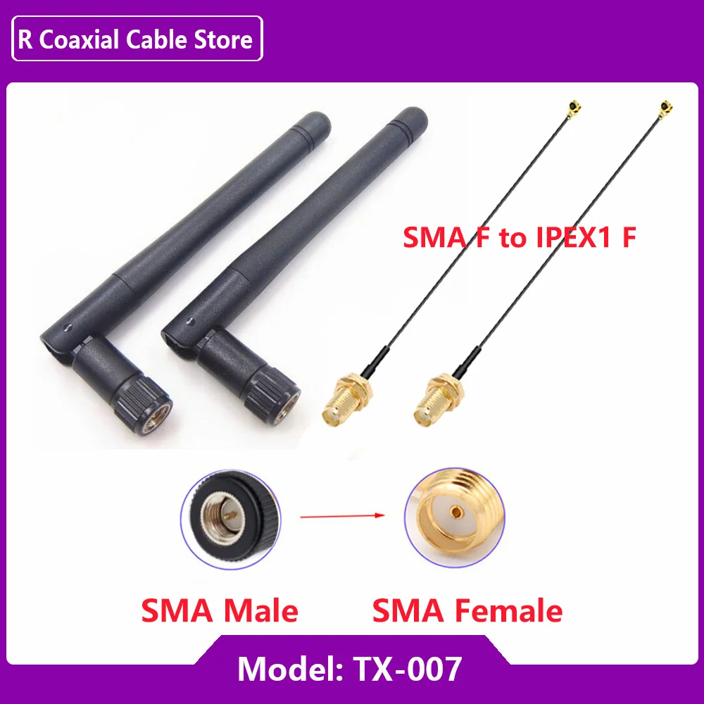 1Set 2.4GHz 3DB WiFi Folded Bluetooth ZigBee Antenna SMA Female to IPEX U.FL IPX  Feeder RG1.13 0.81MM RF Coaxial Cable