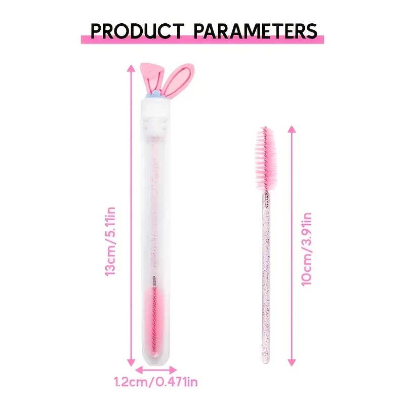5pcs Bunny Eyelash Spoolies with Tubes - Reusable Mascara Wands, Dust-Proof Portable Lash Brushes for Extensions & Makeup, Cute view 4