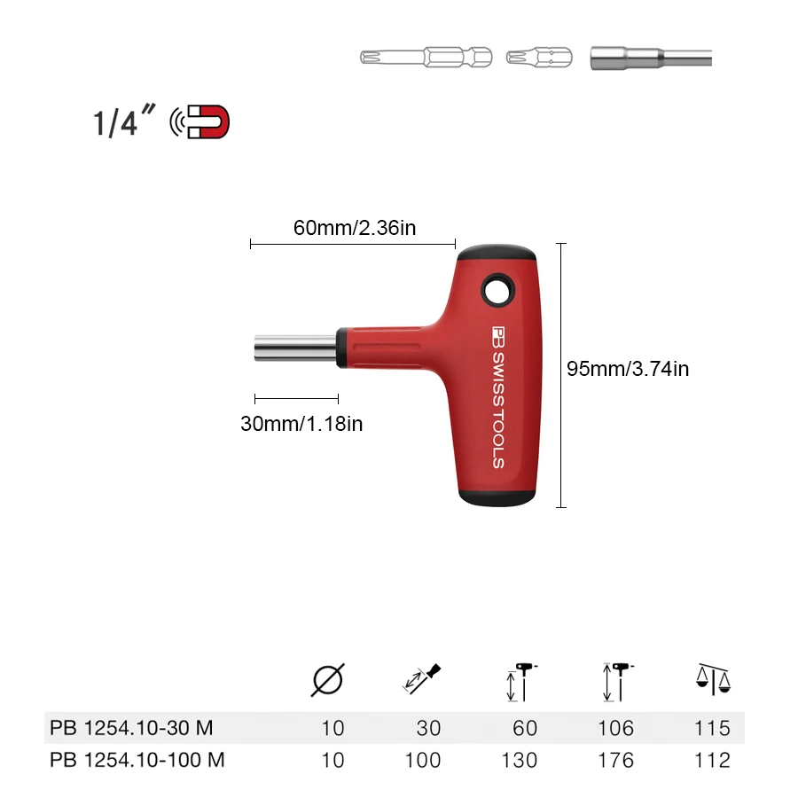 Imagem -02 - Swiss Tools Chave de Fenda Bit Titular para Bits Precisão c6 Bits Rápidos Alterações No.pb 1254.1030m 100m pb