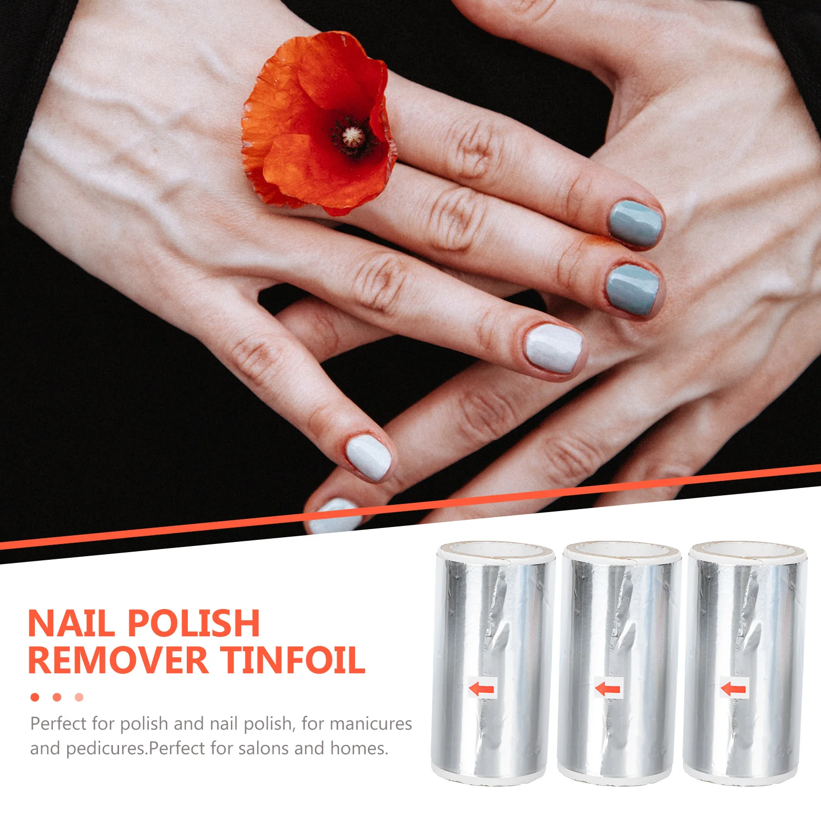 3 Rolls Nail Foil Spatula Polish Tinfoil Manicure Remover Pads Scraper Set Wraps Accessory Supplies