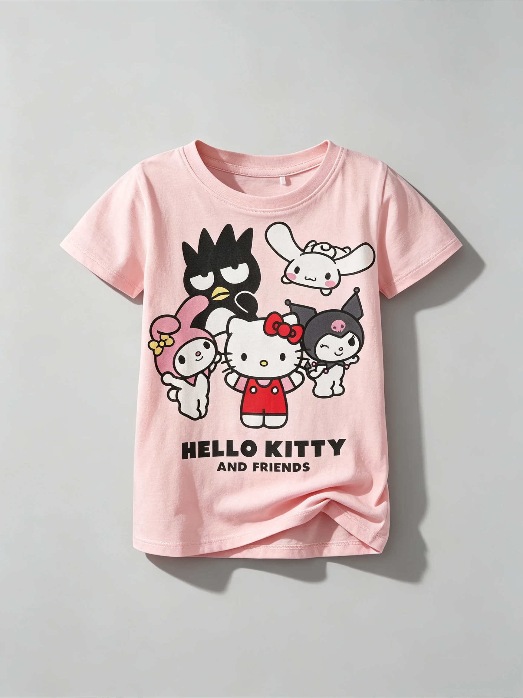 Sanrio Hello Kitty and Friends Kids T Shirt White Short Sleeve Cartoon Characters Print Cotton Girls Casual Tees