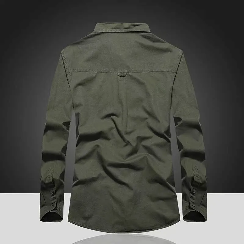 

Autumn Men's Cotton Long Sleeve Shirt Large Size Spring Thickened PU Leather Loose Fit CleanFit Style Pure Color Casual Shirt
