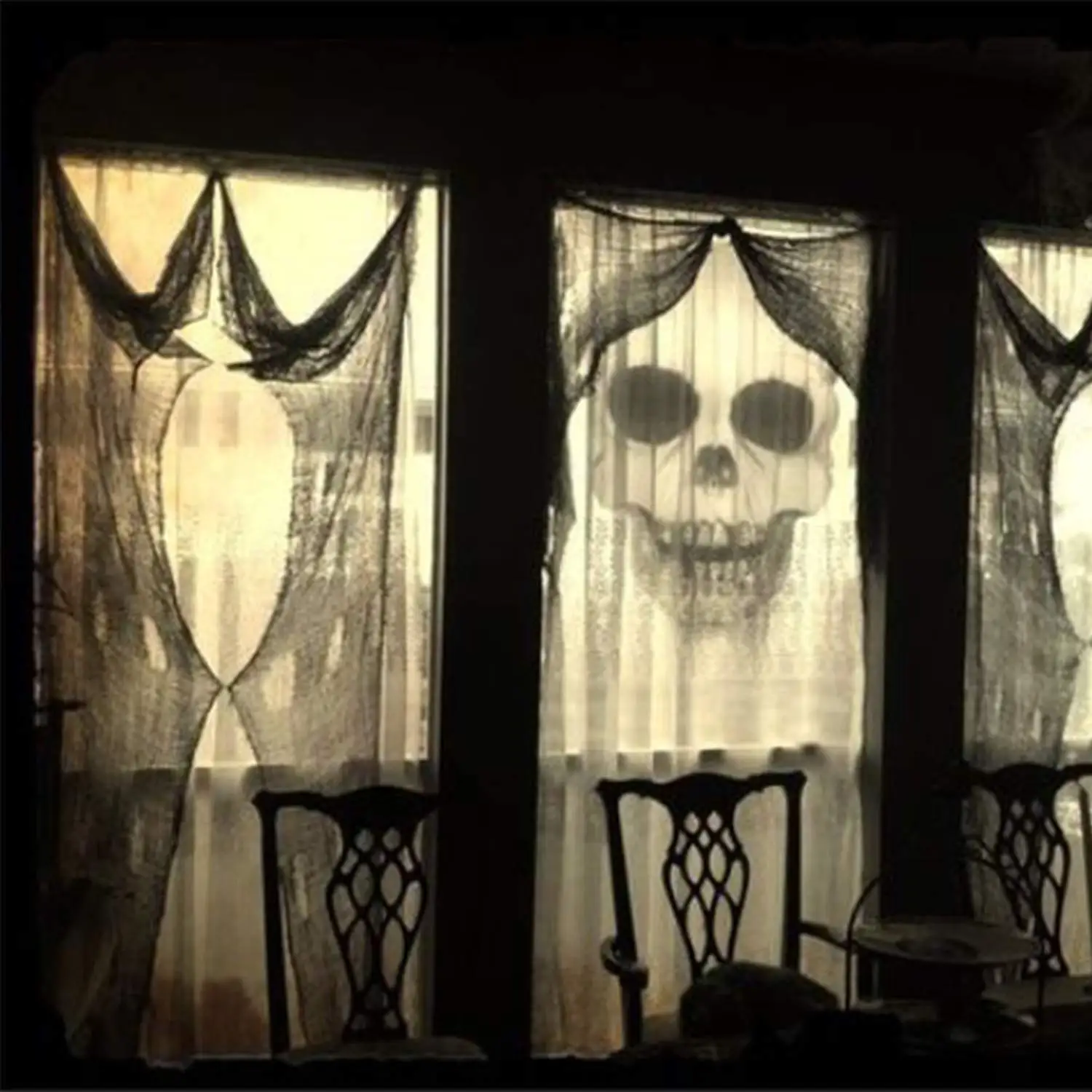 Halloween Creepy Cloth Spooky Giant Tapestry for Party Outdoor Yard Home Wall Decor 48x240in Black, Customized
