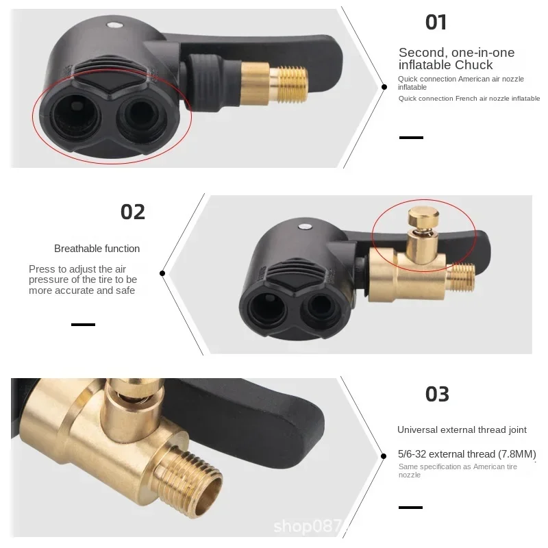 Car Inflatable Pump Conversion Inflatable Chuck Two-in-one American French Model Inflatable Car Motorcycle Bicycle