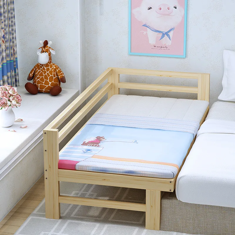 

Solid Wood Single Bed Kid Bed Room Furniture Spliced Fashion Children Furniture Babies Widened Cribpromote sales
