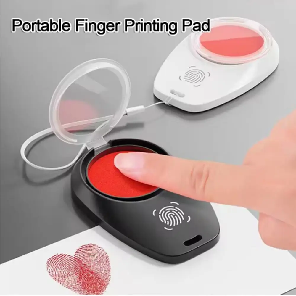 Clear Stamping Mini Fingerprint Ink Pad Anti-Fake Waterproof Thumbprint Ink Pad Finger Printing Quick-drying