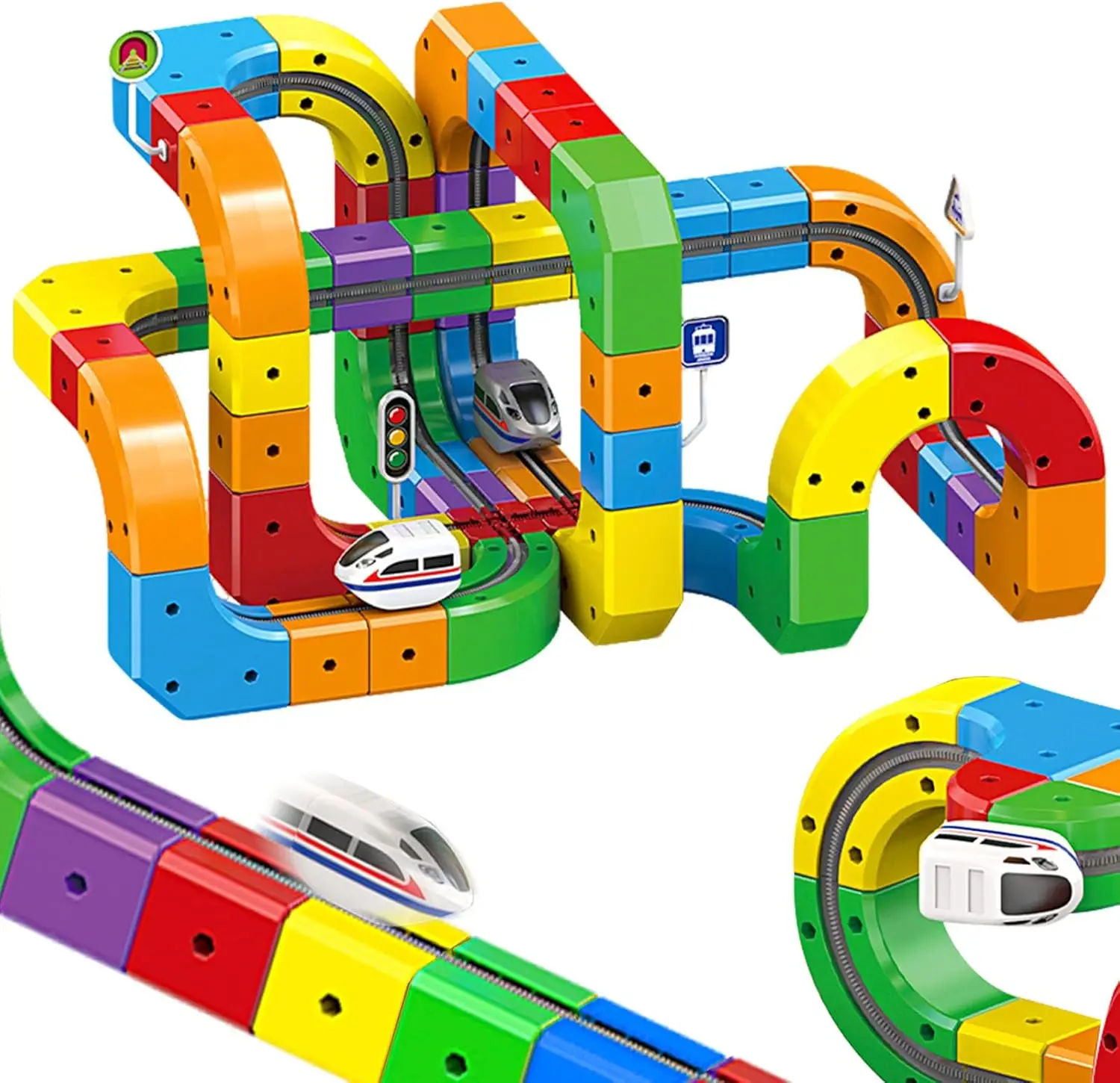 

Magnetic Suction Rail Electric Train Set 3D Magic Flexible Race Track Building Cube Educational Toy Boys Girls Birthday Gift