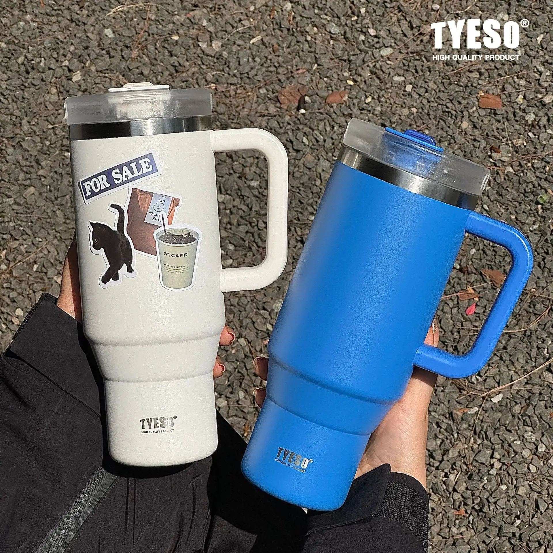 

Large 40oz Stainless Steel Tumbler with Handle 304 Insulated Cup Keeps Hot Cold for 24 Hours