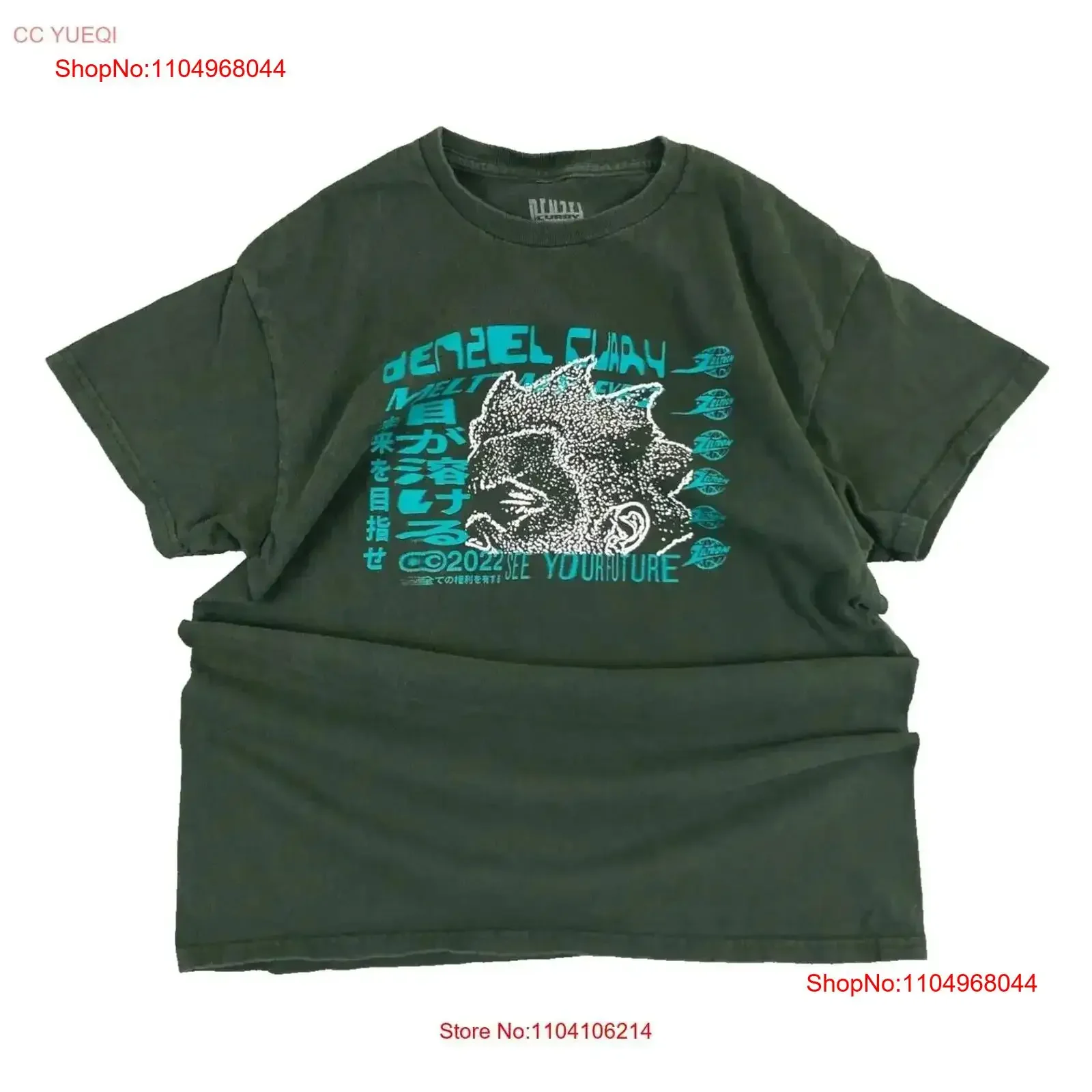 Camiseta Denzel Curry See Your Future para hombre, talla M, estilo rap, banda, verde, hip hop, punk, vintage, lavada, transpirable, a la moda