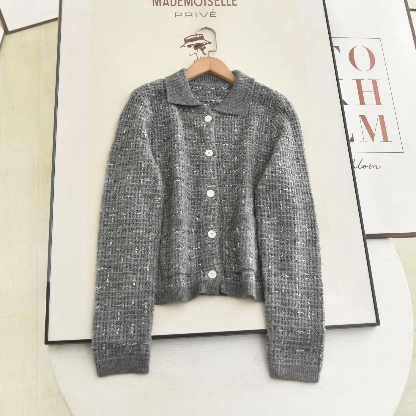 

Ele Preppy Sle вязаный свитер пальто женский на одной пуговице разноцветный весенний дизайн повседневный длинный кардиган све