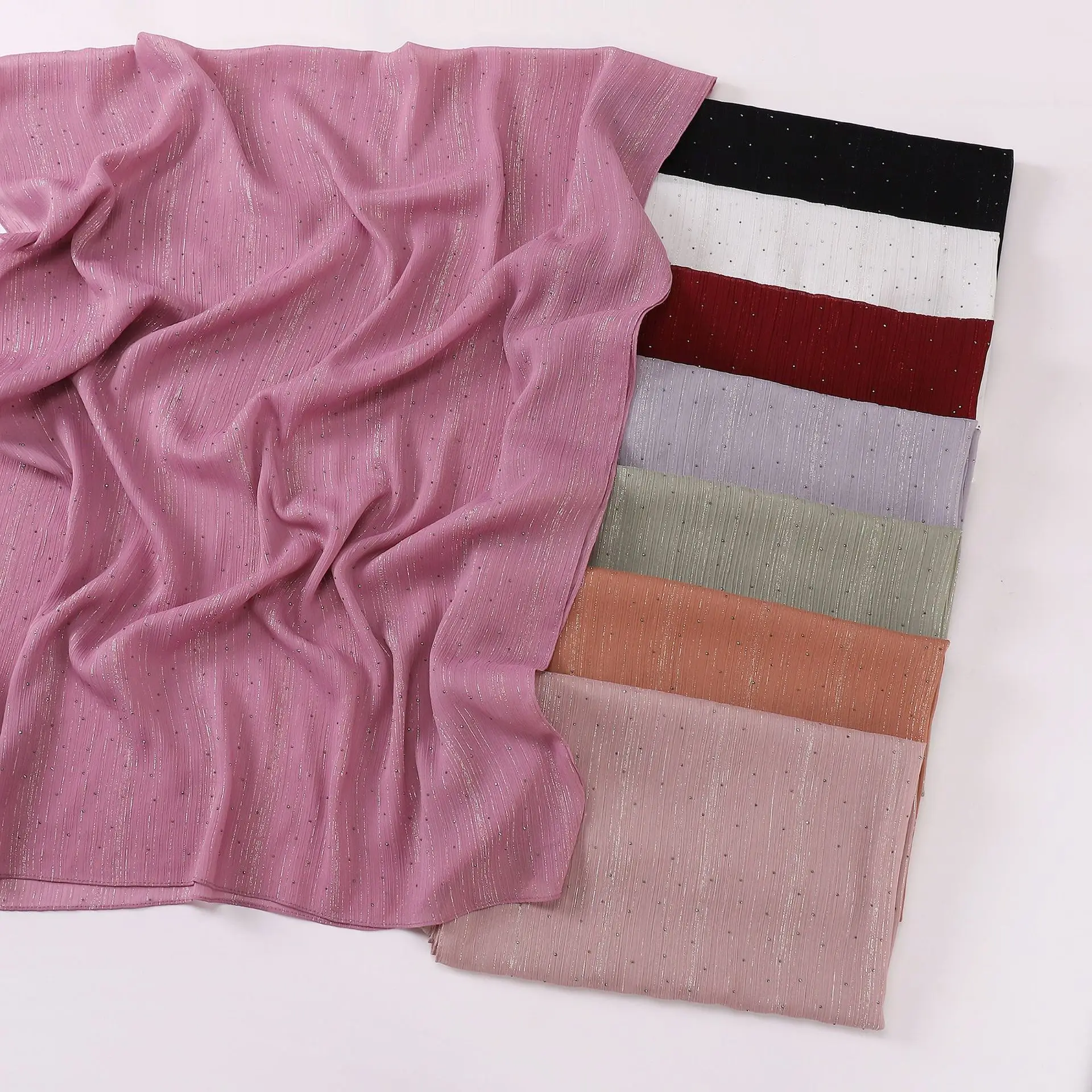 

Shimmer Scarf Hijab Woman Rhinestone Muslim Shawl Wrap Turban Headscarf Crepe Bandanas Headband Bufanda Foulard Turbante Mujer