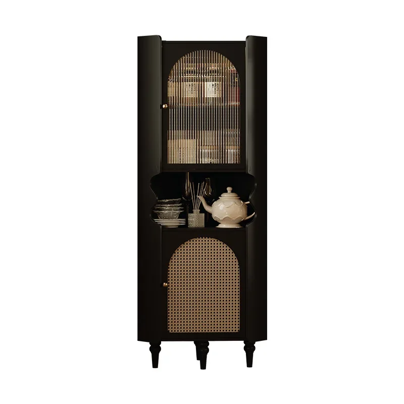 

French, Vintage, Solid Wood, Rattan, Corner Cabinet, Bedroom, Triangle, Shelf