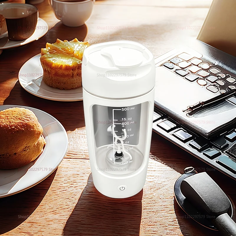 كوب شاكر أوتوماتيكي متعدد الوظائف قابل لإعادة الشحن سعة 500 مل للرياضة واللياقة البدنية ومسحوق بروتين خلط وتغذية رياضية
