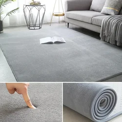 Alfombra grande y suave para el suelo, tapete gris de terciopelo Coral para sala de estar, súper suave y grueso, tapete Rectangular para juegos de niños, decoración del hogar