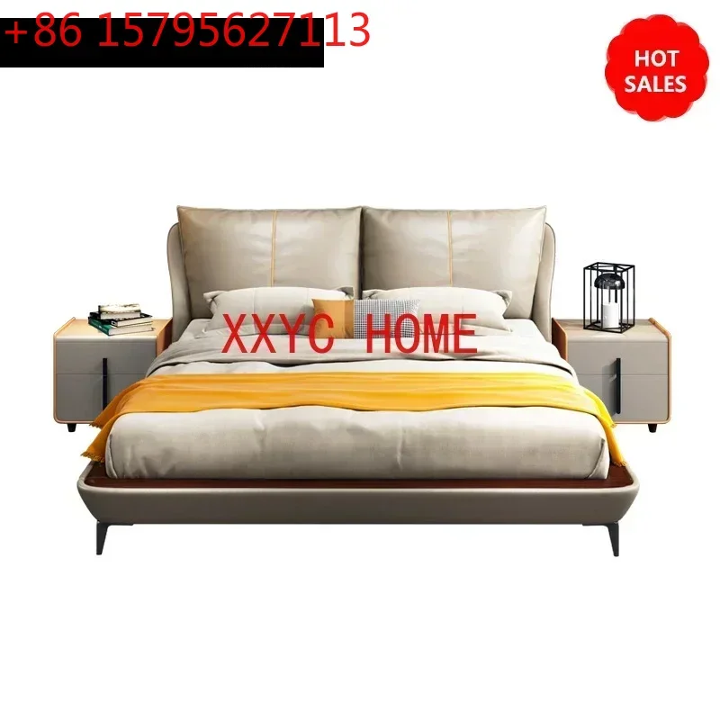 

RAMA DYMASTY genuine leather soft bed modern design bed/ fashion king/queen size bedroom furniture