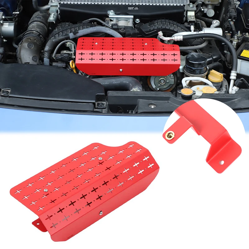 Fit for 22+ Subaru WRX/Levorg Hood Engine Radiator Cap Protection Cover Carbon Steel + Aluminum Alloy, Red, black 1-Piece Set