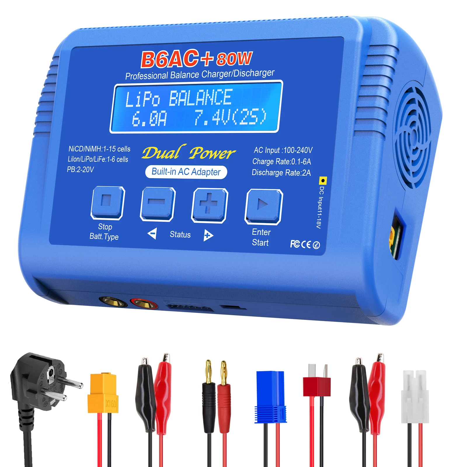 iMAX B6AC+ Battery Charger 15V 6A Built-in Adapter Lipo NiMh Li-ion Ni-Cd Digital RC Balance Charger Lipro Charger Discharger