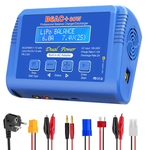 iMAX B6AC+ Battery Charger 15V 6A Built-in Adapter Lipo NiMh Li-ion Ni-Cd Digital RC Balance Charger Lipro Charger Discharger