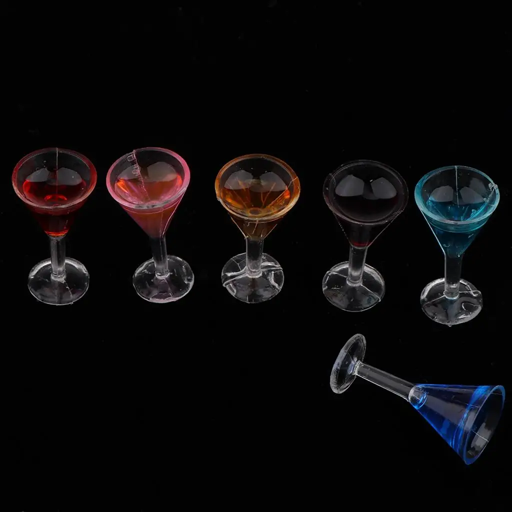 6 Pieces 1:12 Miniature Sharp Cocktail Glass Set Dollhouse Kitchen Accessories kids Gifts