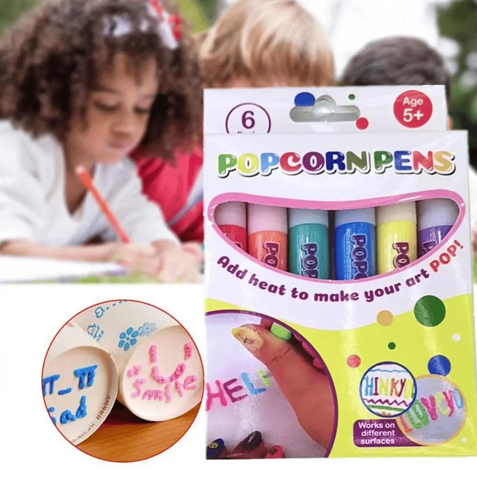 6Pcs Popcorn Pen Multifunctional Foam Marker Pen Notebook Children's Magic Pen Fun Fluffy Pen 3D Bubble Pen