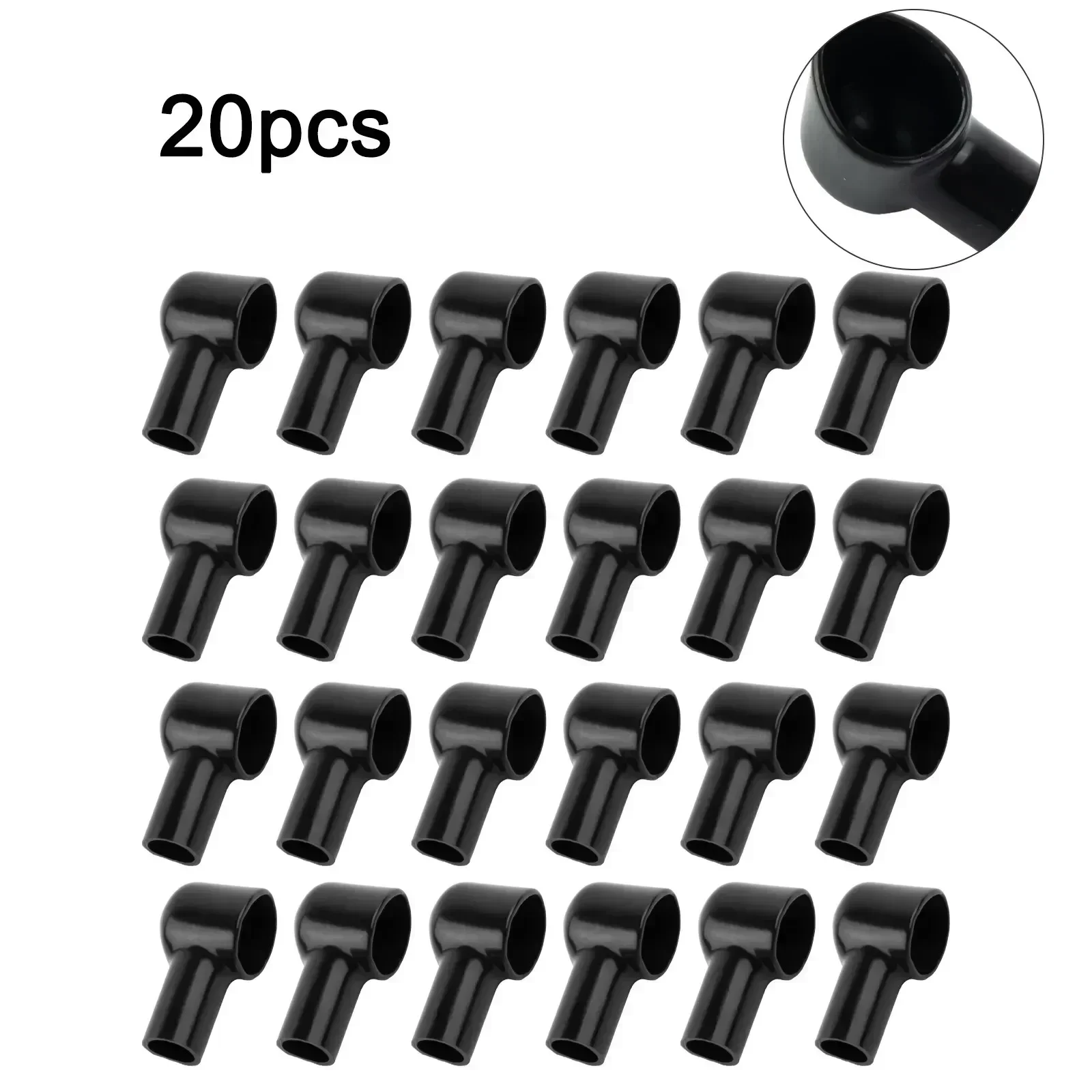 20 Pcs Car Battery Insulating Cover Black Terminal Boot Round Rubber 20x12MM PVC Cable Lug Protector Cover Lug Cap For Auto Tool