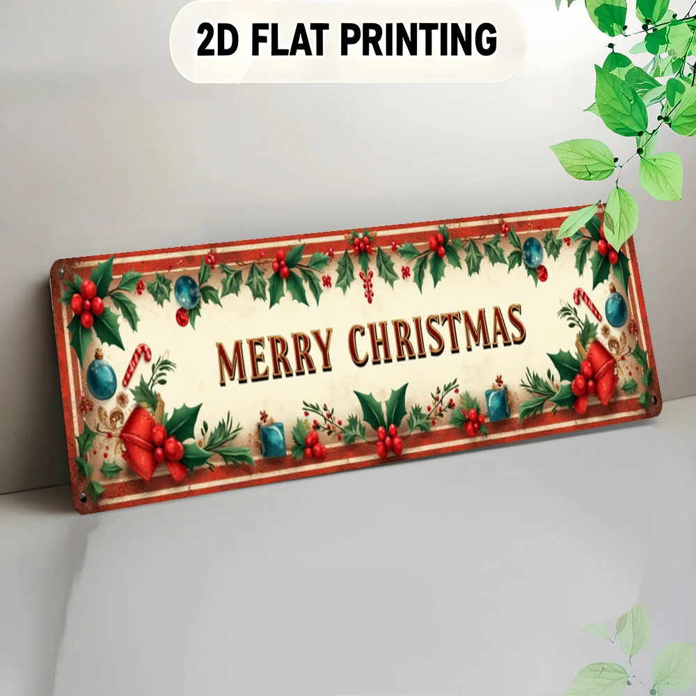 This Aluminum Signboard This Is a Vintage Christmas Greeting Ban. It Is Very Suitable for Home Decoration and Also Suitable